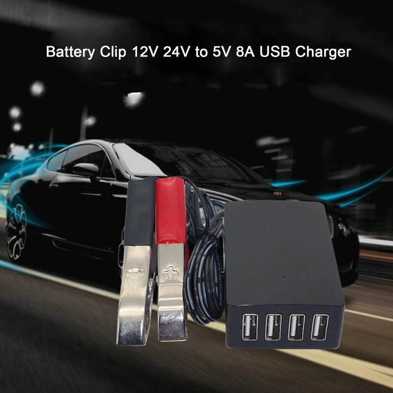 for DC Converter with Battery Clip 12v-24v to 5V USB Fast Durable