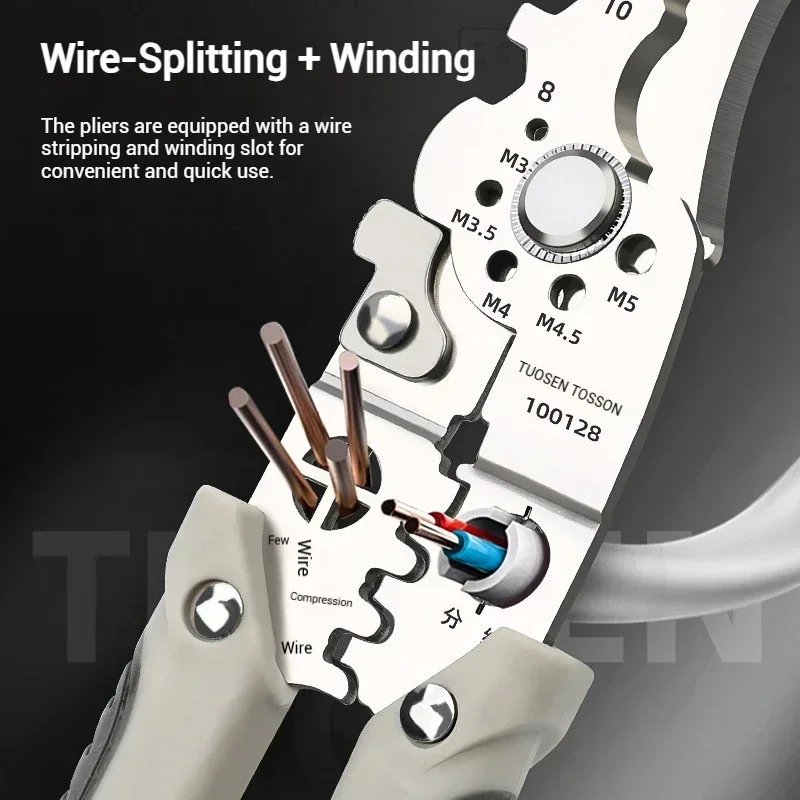 6-in-1 Wire Stripper Separator, Multifunctional Electrician Pliers, Cutting and Crimping Tool for Cable Repair and Installation
