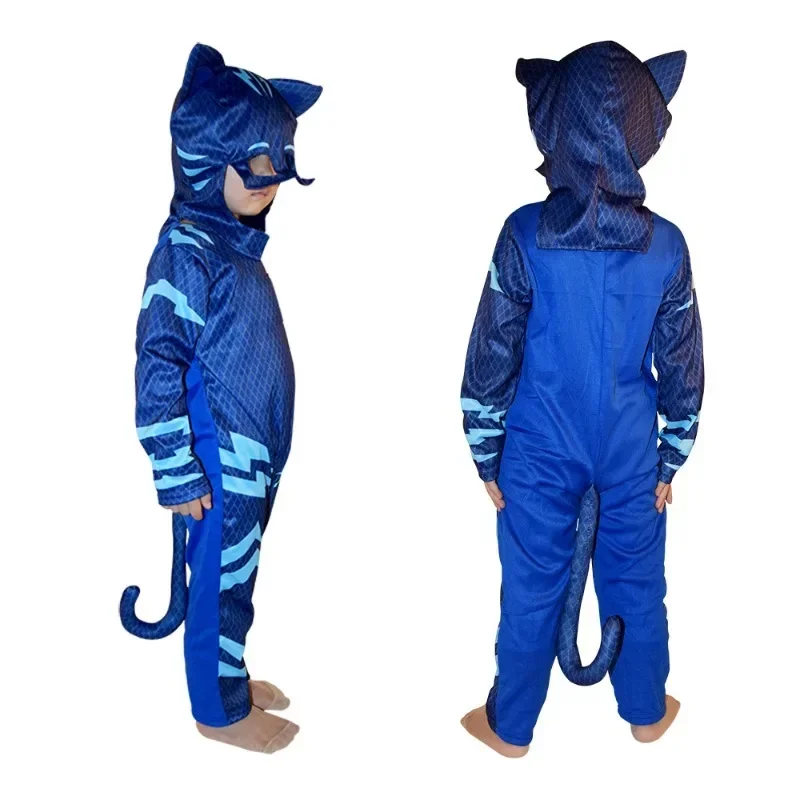 Hot Blue Pigiama Ragazzi Ragazze Gatto Cane Ragazzo Anime Costume da eroe con maschera Cosplay Vestire il vestito Bambino Halloween Festa di compleanno Regalo per bambini