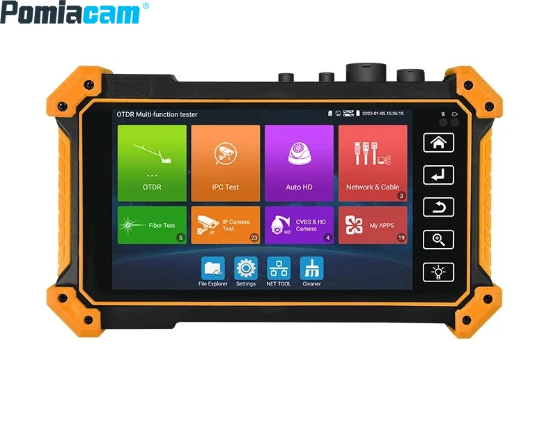 

Тестер Pomiacam 5,4 дюйма OTDR и видеонаблюдения, MT-5510 с Tracer OPM/VFL/кабелей, 4K H.265 IP, тест AHD/TVI/CVI