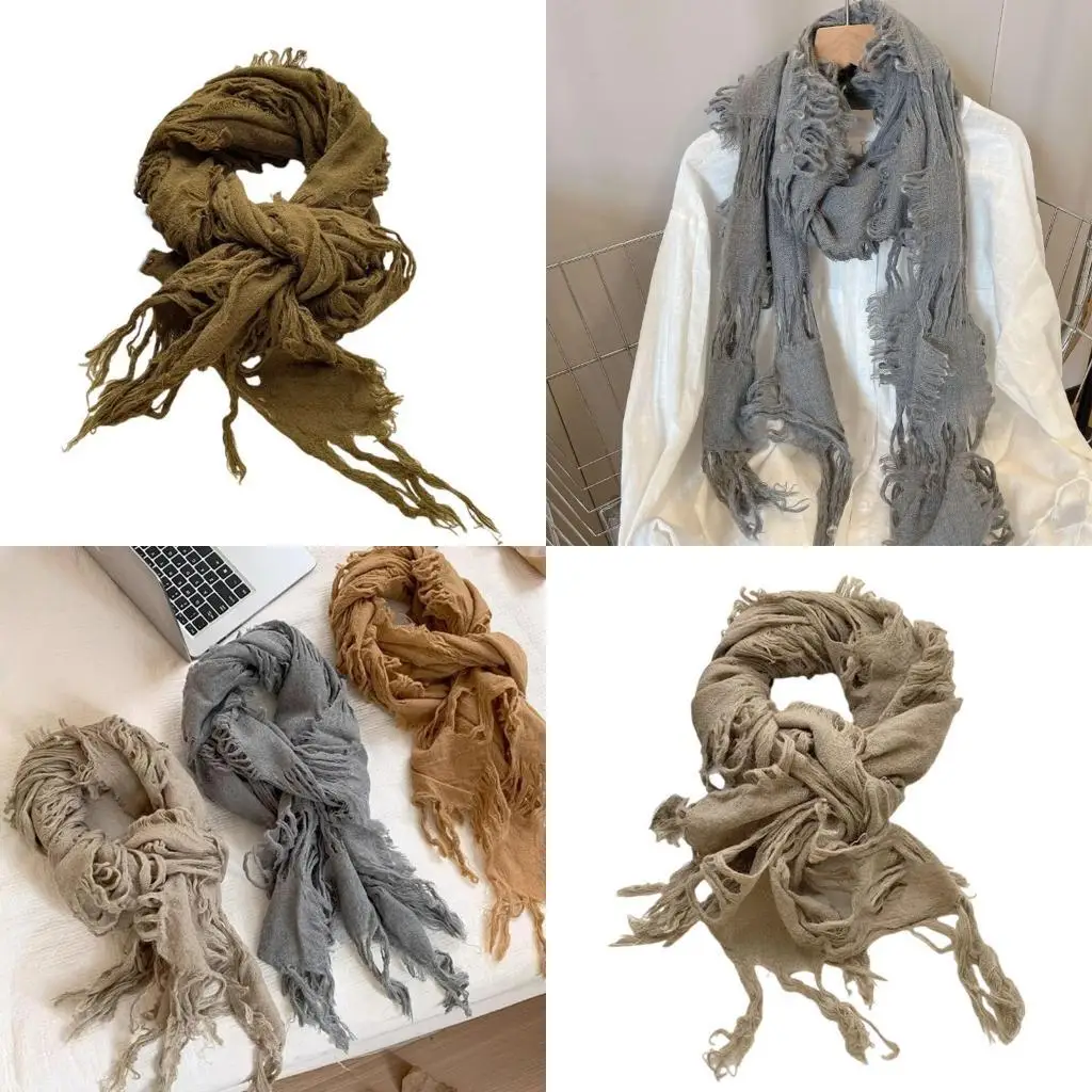 

Distressed Scarf Neck Wrap 2000s Teens Girl Shawl Wrap Fashionable Neck Warmer,
