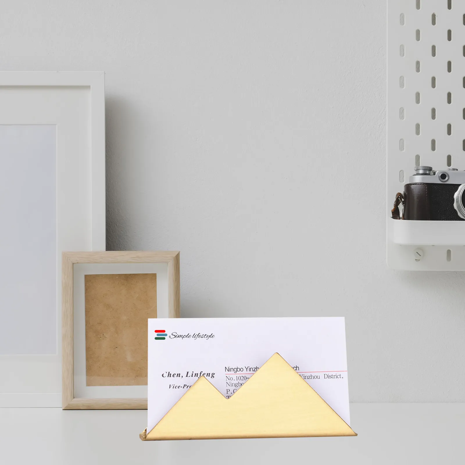 

Stainless Steel Business Card Holder Desktop Card Stand Message Note Photo Display Organizer for Office Clinic Shop