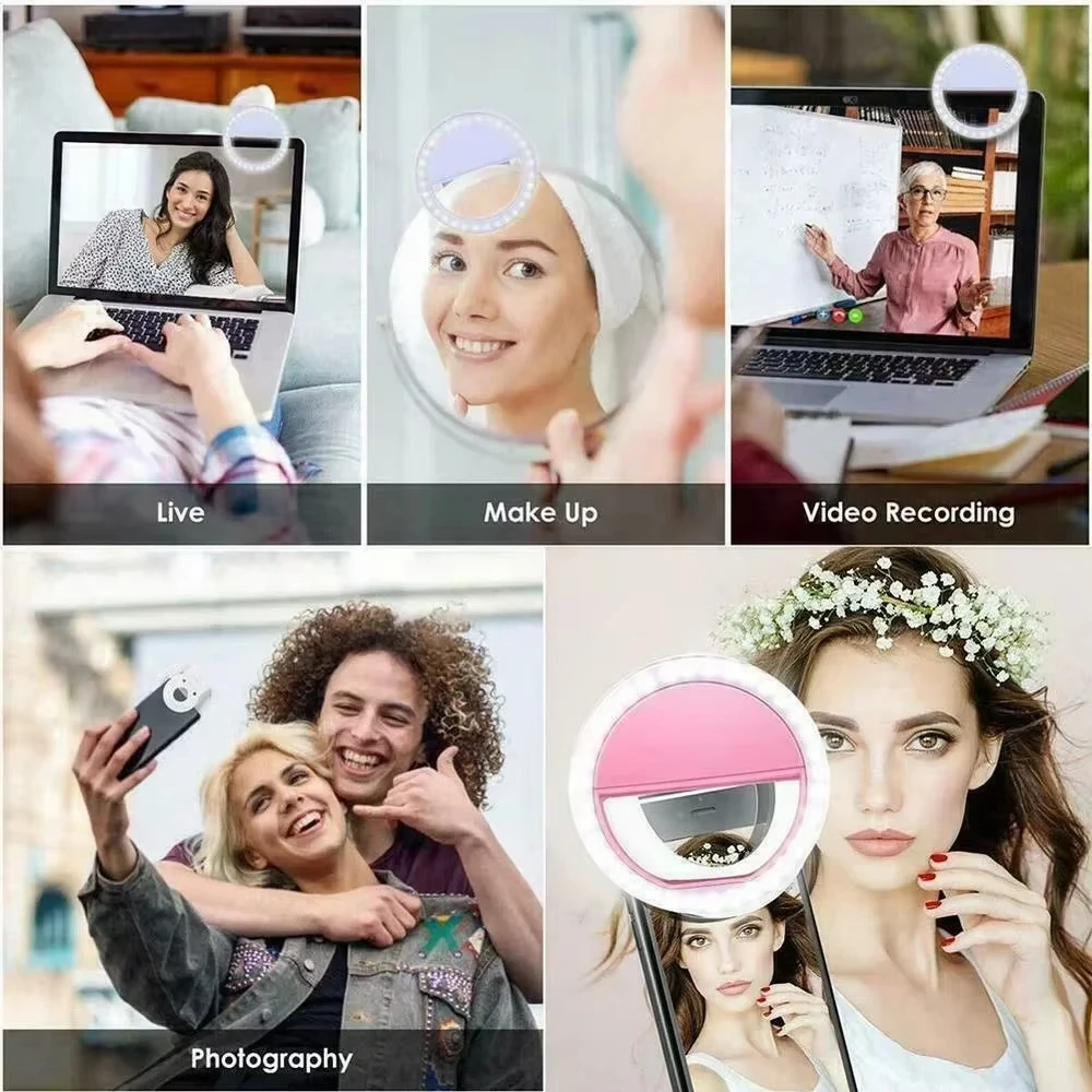 Portable LED Selfie Ring Light | Clip-On Phone Fill Light Compatible with iPhone, Samsung, Xiaomi, POCO