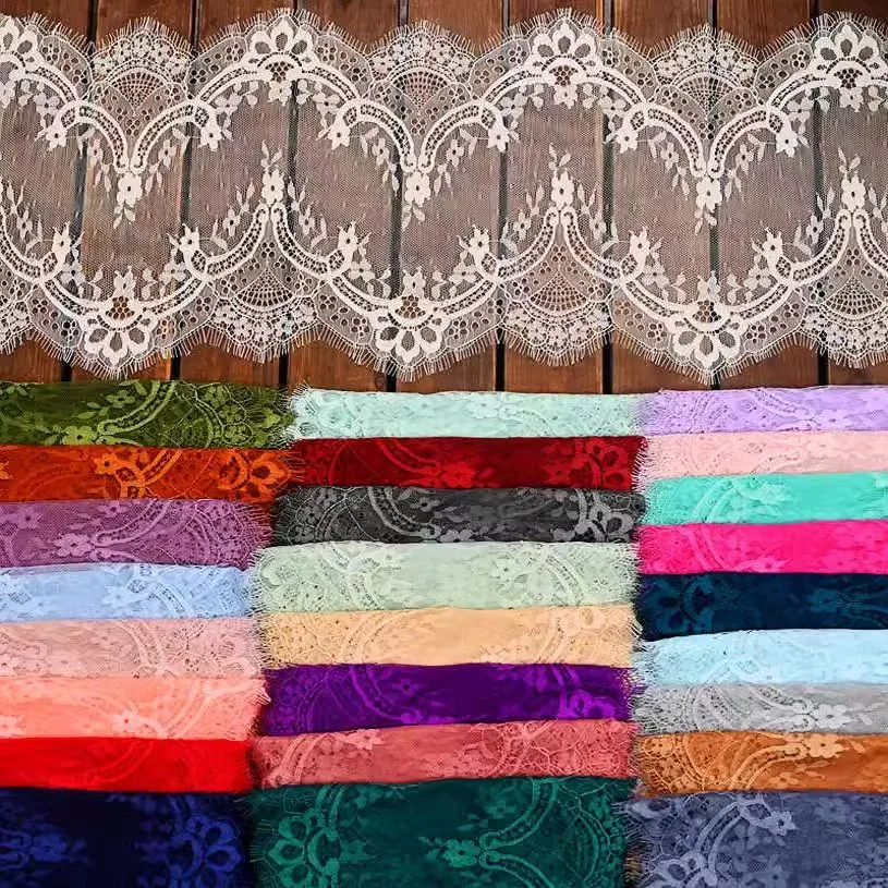 (3M/Lot) French Lace Trim Embroidery Eyelash Lace DIY Accessories Needle Work Chantilly Lace DIY Lingerie lace