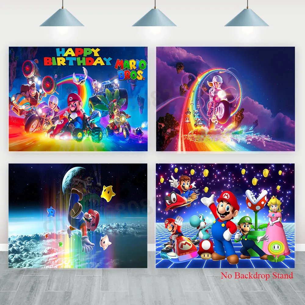 

Фон для фотосессии Super Mario Bros, декор для дня рождения мальчика, баннер для вечеринки в гостиной, постер, фон для фотосъемки, реквизит для детского праздника, студийный реквизит