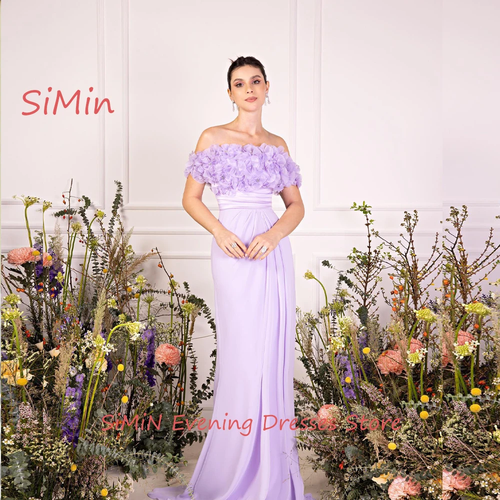 Simin Saudi Strapless Flower Mermaid Backless Crepe Sleeveless Zipper Up Floor-Length Arab Evening Party dresses for women 2024