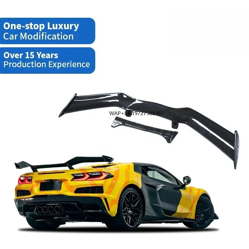 2023 + Corvette C8 Z06 Ducktail Trunk Spoiler Dry Carbon Fiber Rear Wing Spoiler