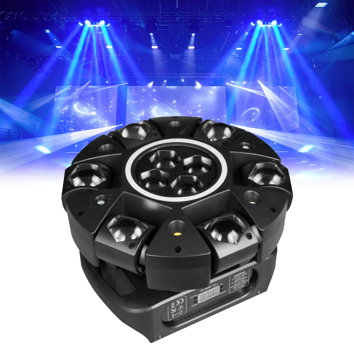 

Portable Six-arms Moving Head Light with Beam Laser Effect DMX Voice Control for Stage Disco Party Wedding Lighting