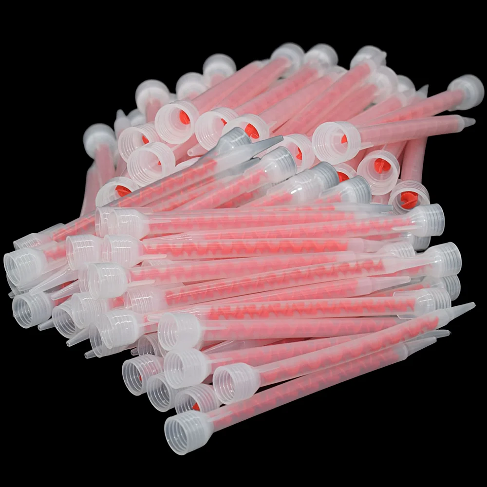 

100 pieces Mixing Nozzle Two Component Glue Adhesives Static Mixer Plastic Round Mixed Tube Sealant Tile Grout Mixing Nozzle Set