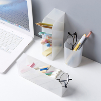 Stationery Storage Tube Desktop Holder Cup Pencil Organizer Pen Desk Holder Small Size Large Capacity PP Material Cosmetics