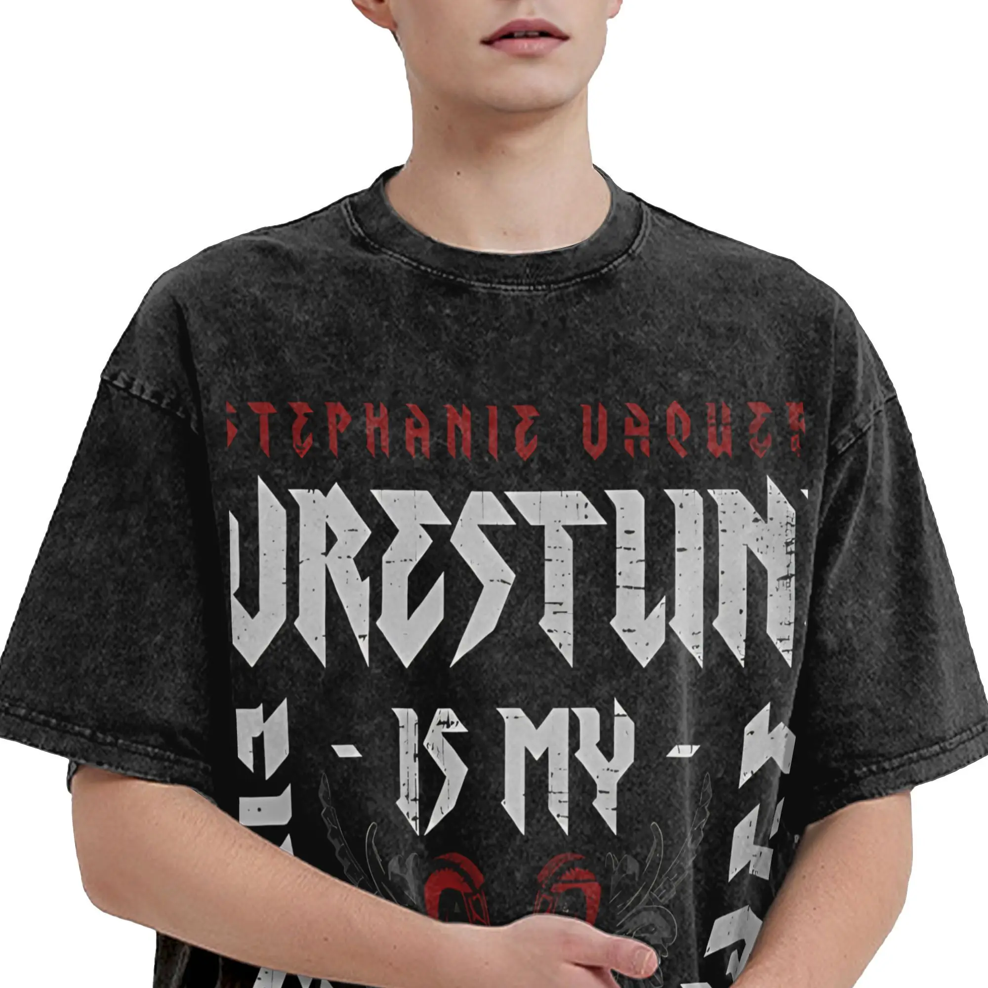 สเตฟานี วาเกอร์มวยปล้ำ T เสื้อผู้ชายผ้าฝ้าย 100% แฟชั่นสำหรับชายเสื้อยืดคอกลมเสื้อ TEE เสื้อแขนสั้นเสื้อผ้า