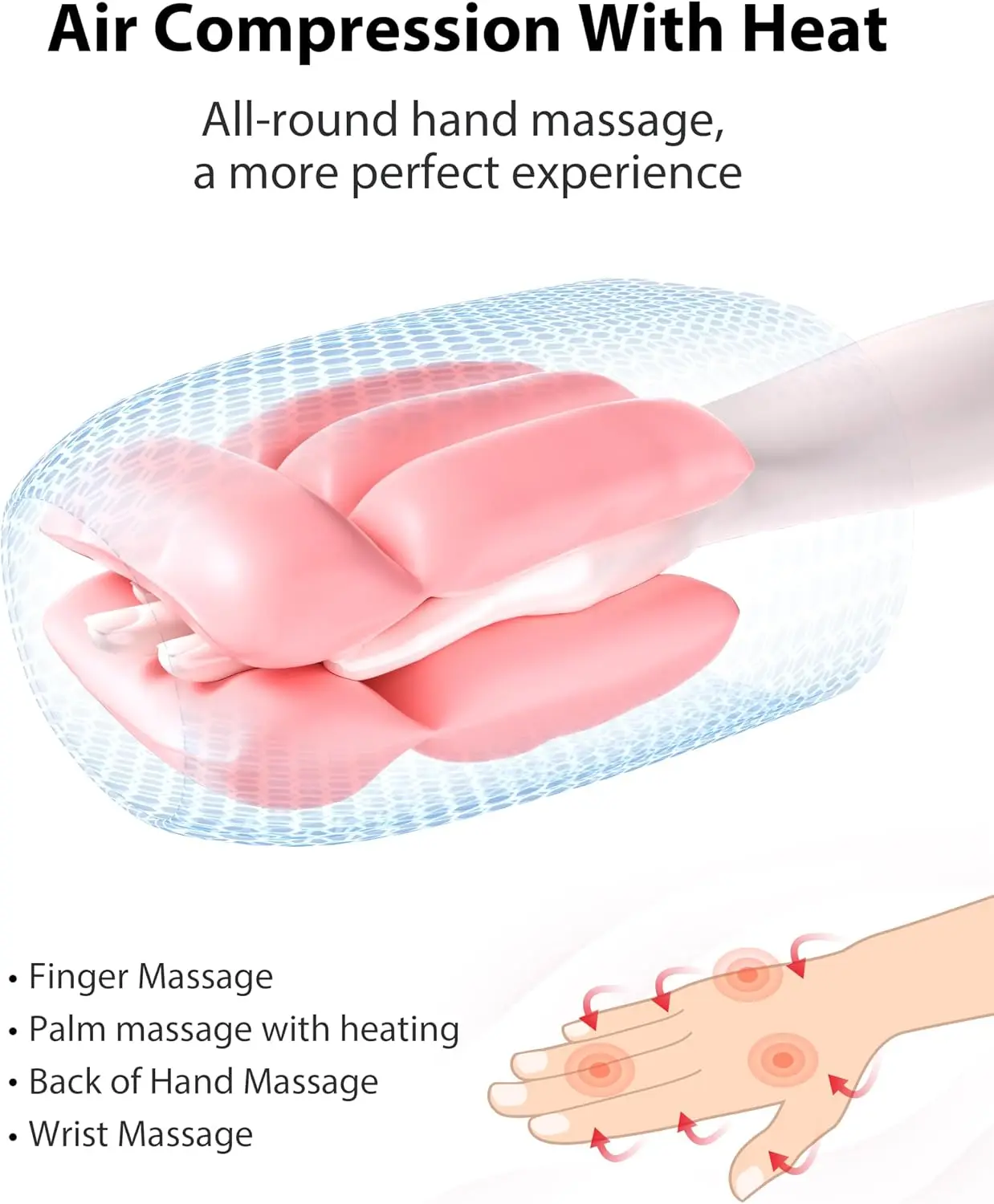 Upgraded Hand Massager with Heat and Compression, Blue | Cordless & Portable Hand Massager for Arthritis and Carpal Tunnel