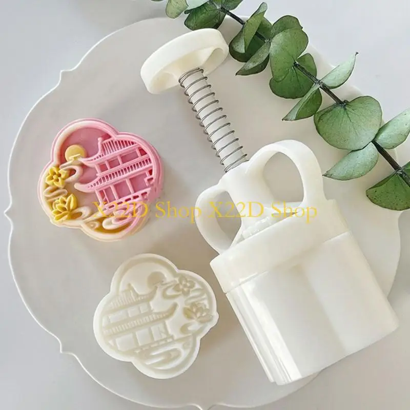 X22D Plastic Mooncakes Mold Practical Pastry Molds with Stamp for Baking Enthusiasts
