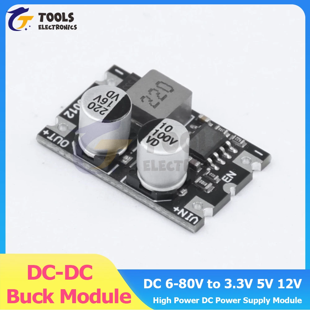 

DC-DC Buck Module DC 6-80V to 3.3V 5V 12V 1.2A High Power DC Power Supply Module Low Ripple Step Down Converter Board