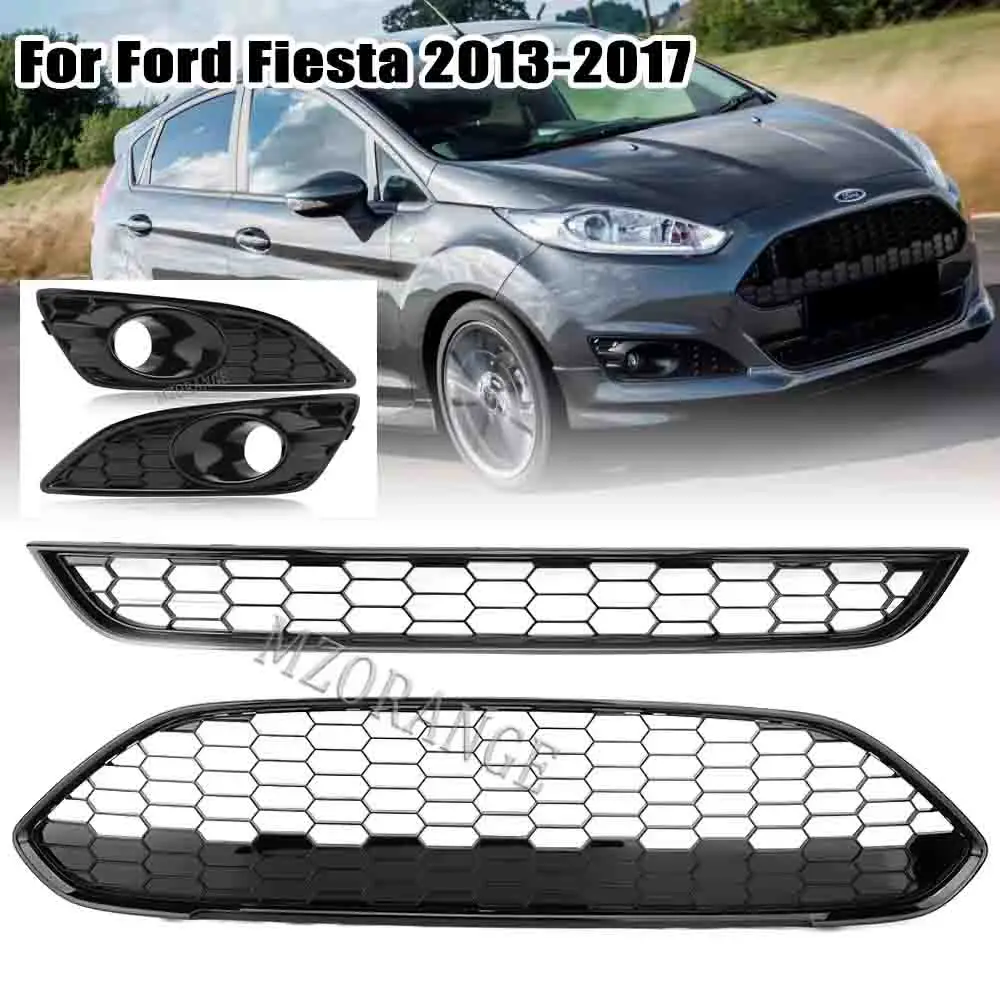 Car Front Bumper Centre Grille For Ford Fiesta Zetec-S 2013-2017 JA8 Design Modified ST Upper Grille Front Racing Grills sporty