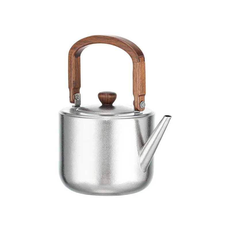 1100ml Large Capacity Water kettle With Filter And Heat-insulating Wooden Handle,Single-layer Pure Titanium,Outdoor Drinkware