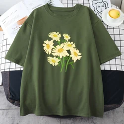 Fresh Harajuku Yellow Chrysanthemum Flower Man T Shirts Graphic S-Xxxl Tee Shirt High-Quality Casual Tshirt Leisure Street Tops