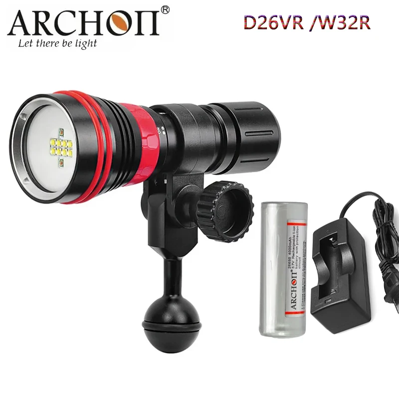 

ARCHON D26VR /W32R Underwater Spotlight 8* White LEDs Max 2000lm Waterproof 100m Scuba Diving Light Photography Video Torch