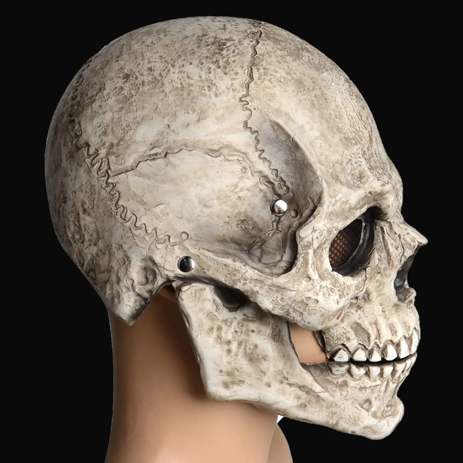 قناع الفك المنقولة غير سامة قناع الجمجمة اللاتكس القبعات المسيل للدموع مقاومة كامل جمجمة رأس خوذة للزينة في الهواء الطلق هالوين #1