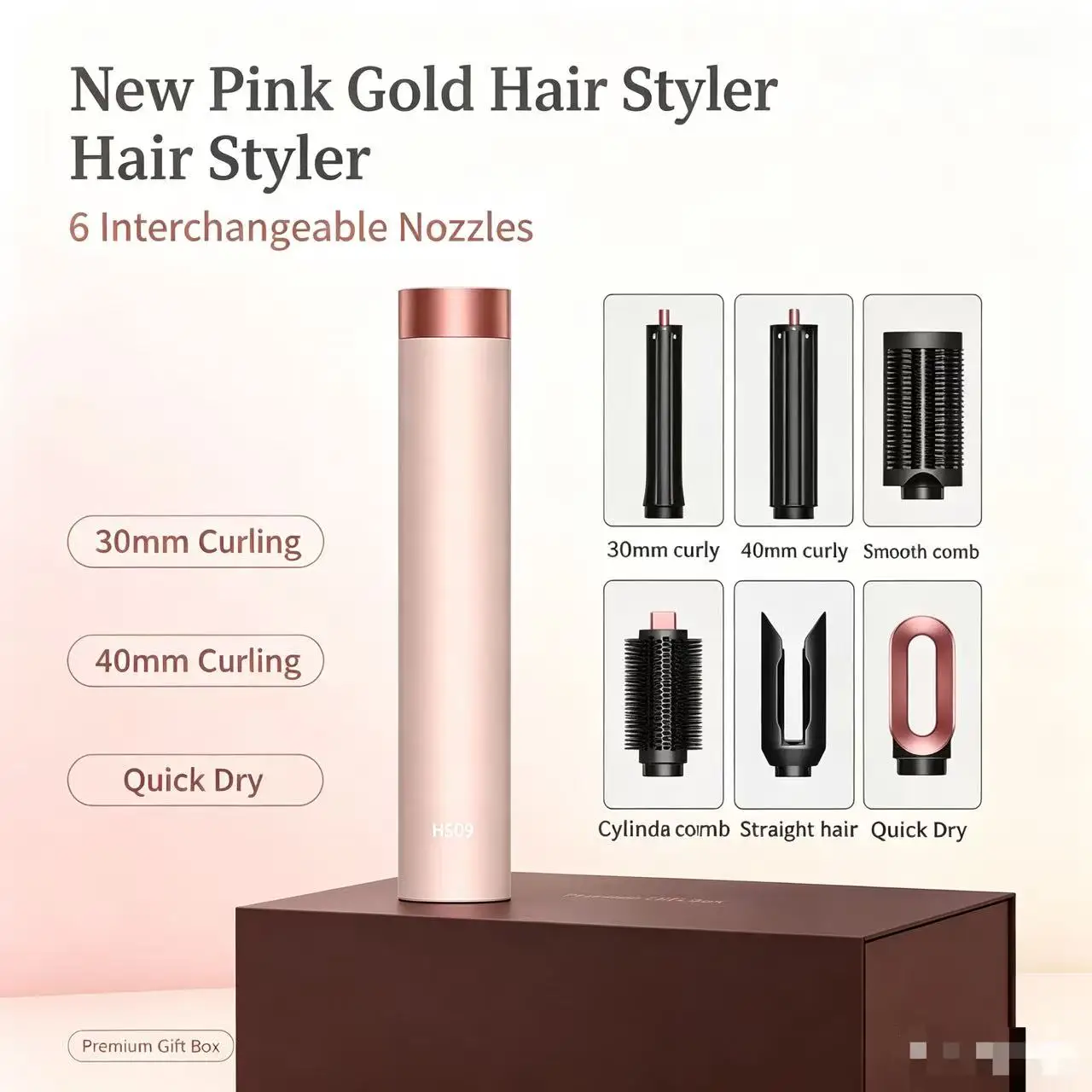 SenCici Professional Hot Air Brush Hair Styler Curling Iron Dryer Salon Curly Straight Hair Volumizing Blow Dryer hair dryer
