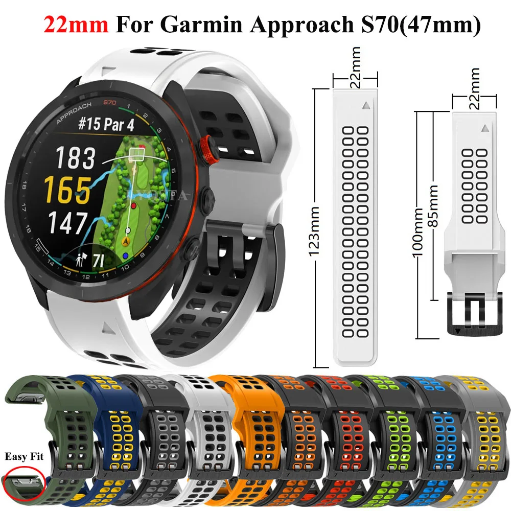 سوار معصم من السيليكون سريع الملاءمة ، حزام سوار ، 22 ، مناسب لساعة Garmin unner S70 ، S62 ، Fenix 7Pro ، Forerunner ، 1500 ، 50 ، Epix Pro ، 47