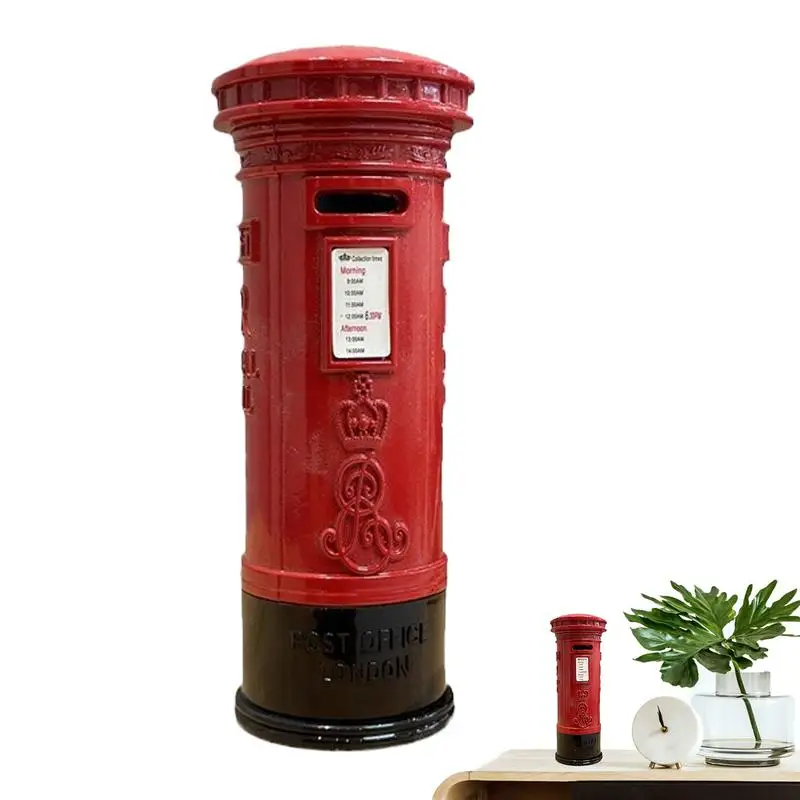 Metal Red Mailbox Money Bank Alloy Mailbox Saving Bank Box Metal London Street Red Mailbox Money Box For Kids Friends Men Adults