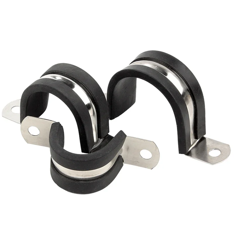 304 Tubo in acciaio inossidabile Carta Tipo U Morsetto per tubo dell'acqua Striscia di gomma 8-200mm Assorbimento degli urti Isolamento Sella Gola Cerchio