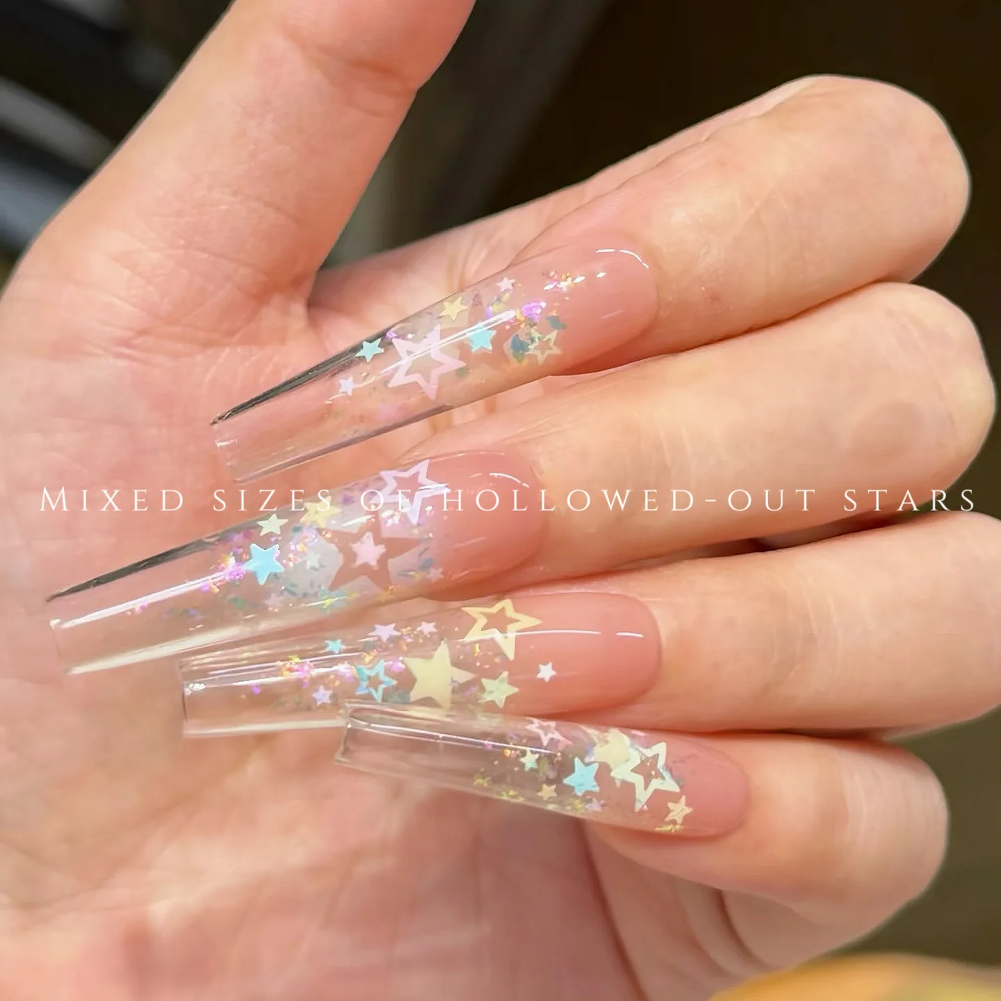 Hollowed-out Star Sequin Nail Art Accessories Ultra-Thin Colorful Macaron Five-Pointed Star DIY Nail Decorations