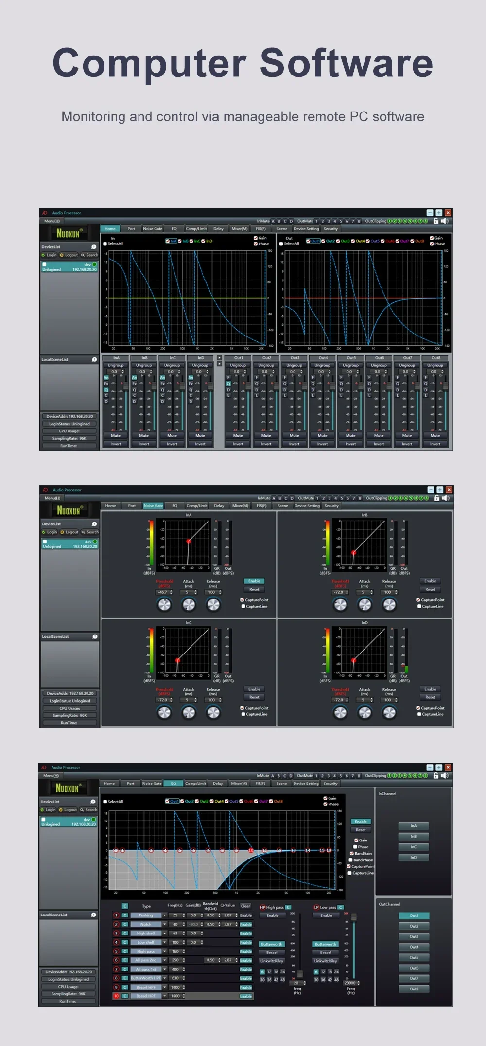 96K/FIR/AES digital audio processor speaker management system 4in 8out dsp audio processor