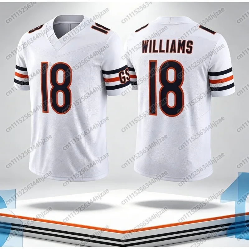 Chicago Bears Williams # 18 Men's and Women's Football Shirt Short Sleeve Mesh Breathable American Football Shirt Family Edition