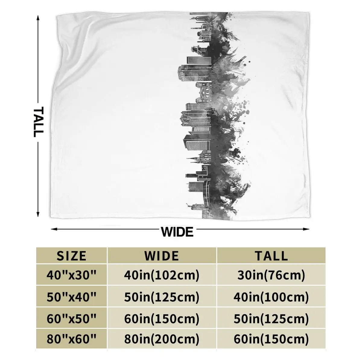 Birmingham Al Skyline Bw Blanket Soft Warm Flannel Throw Blanket Plush for Bed Living room Picnic Travel Home Couch