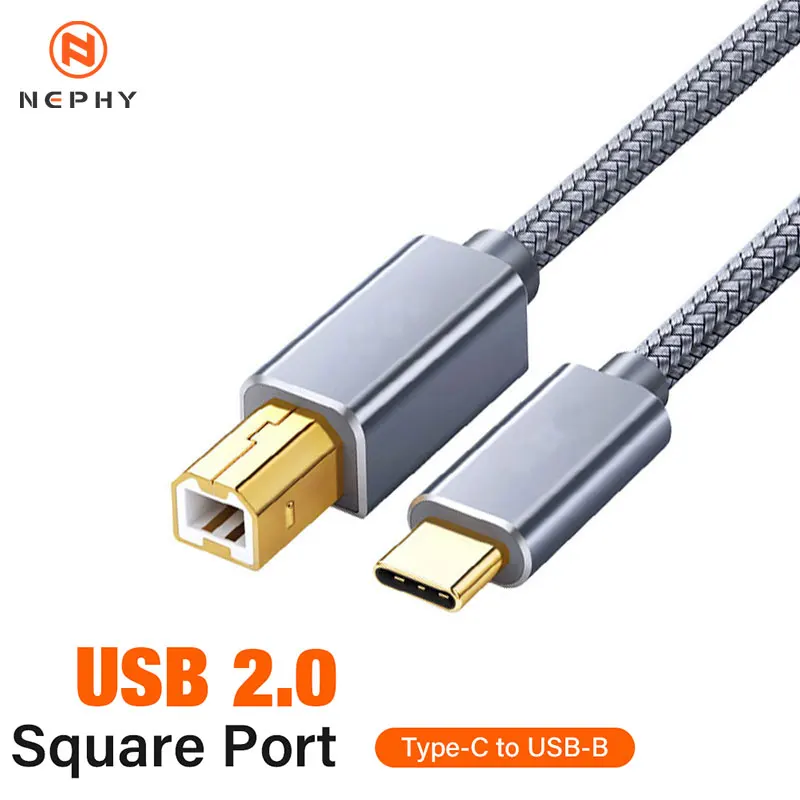 USB C To USB B 2.0 Printer Cable Braided Printer Scanner for Epson HP Canon Brother MacBook Pro Samsung Controlle Cable 1m 2m 3m