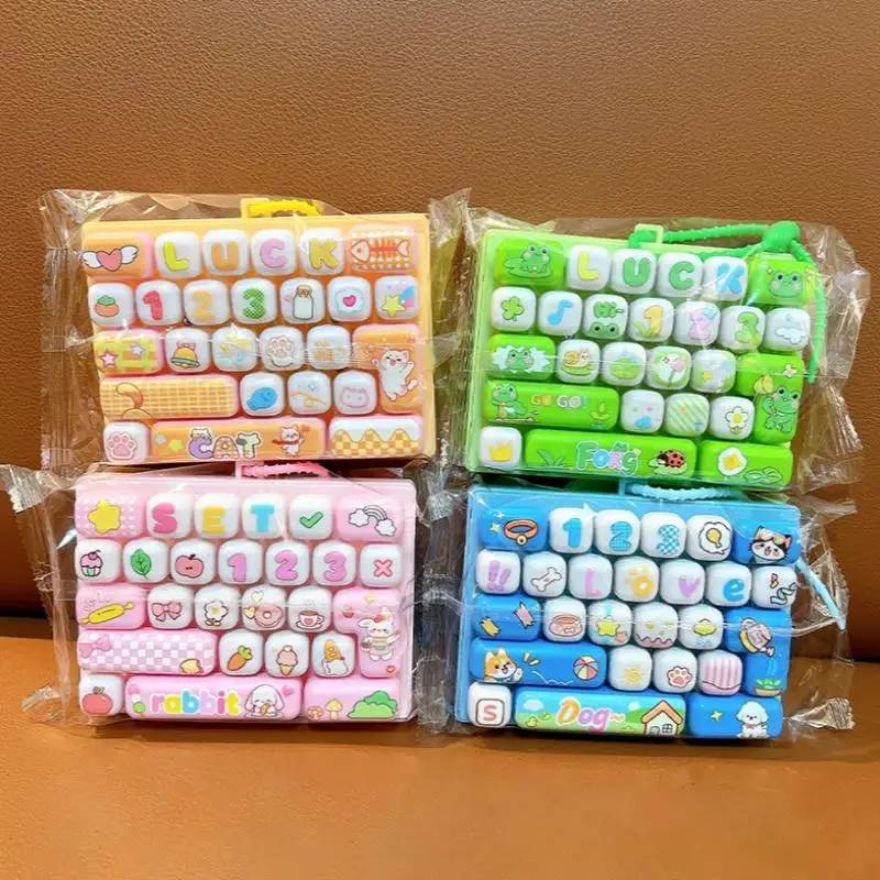 Simulation Keyboard Keychain 26 Grids Stress Relief Fidget Toy Mini Desktop Decor Bag Ornament for Office Workers