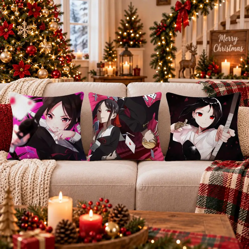 Anime Kaguya-sama Love Is War Cushion Cover Cushion Cover Soft Plush Cushion Covers Fluffy Throw Pillow Cases for Sofa Bedroom