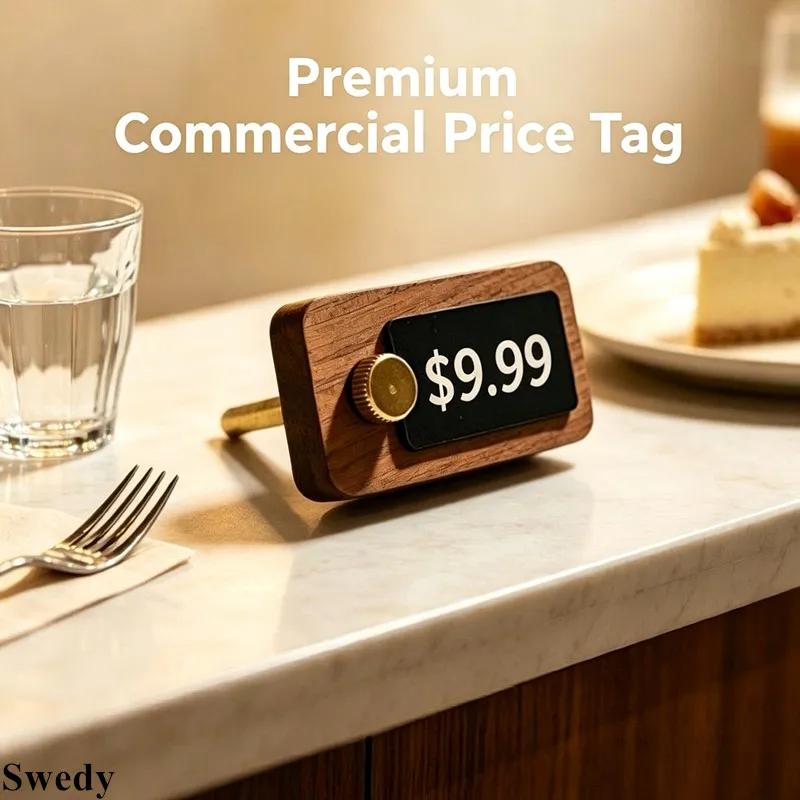 5 PCS 60x28mm Wood Price Sign Holder Display Stand Tabletop Price Label Stand Bakery Cafe Restaurant Retail Price Display Tags