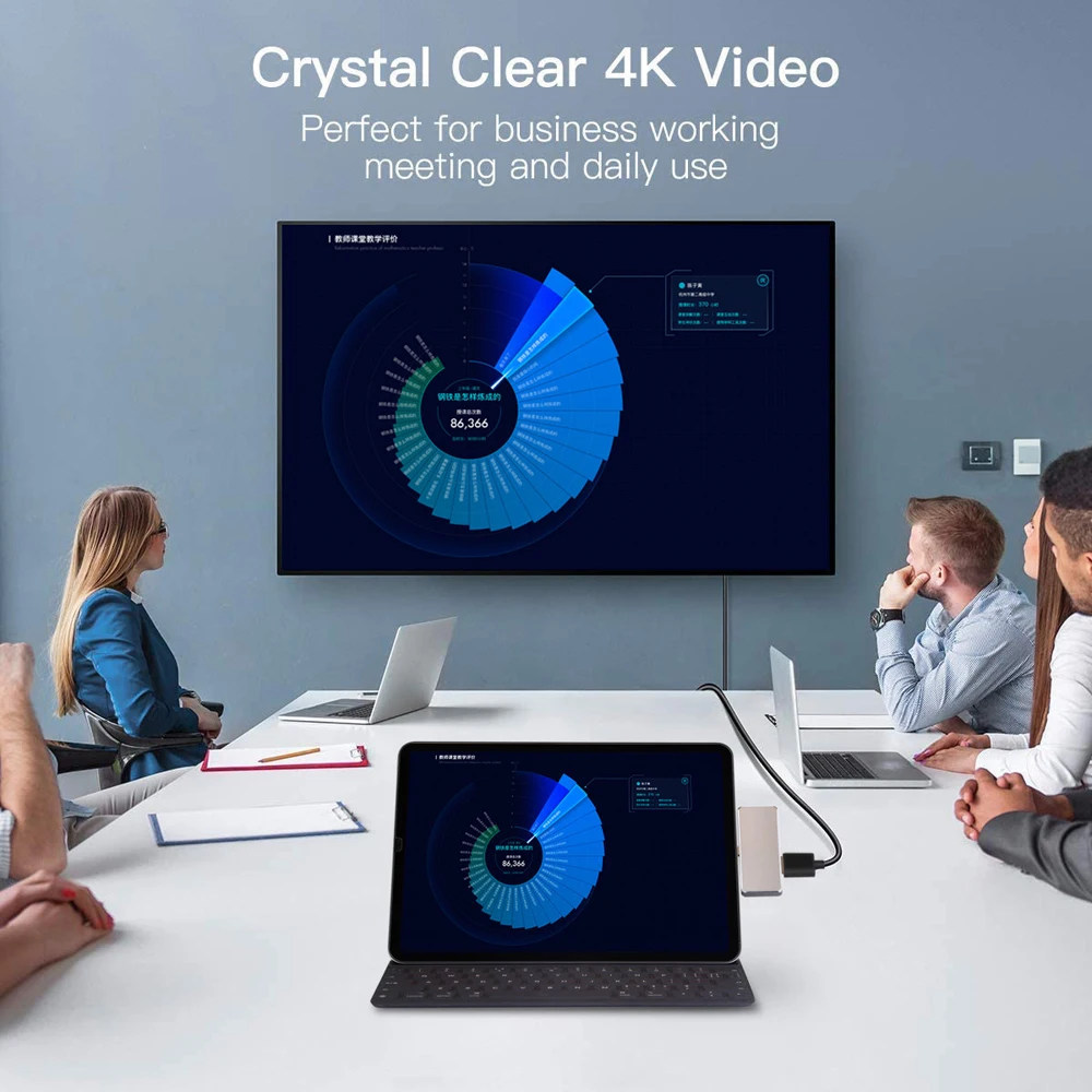 محور Tebe USB-C لجهاز iPad Pro Air Type-c إلى 4K HDMI-محول 3.5 ملم Aux Audio USB 3.0 Hub Splitter لجهاز Mac Dell Nintendo Switch #2