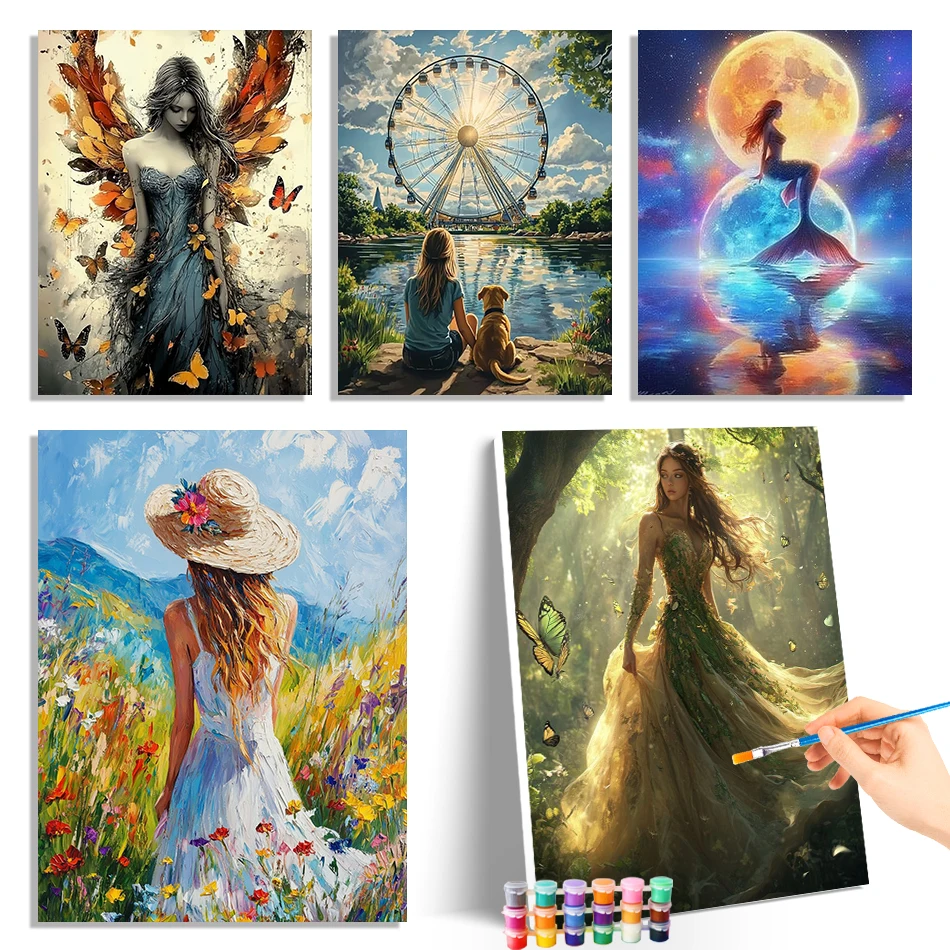 

GATYZTORY Painting By Number Adults New beautiful girl Paint Pictures By Numbers Drawing On Canvas Kits Acrylic Paints Handmade