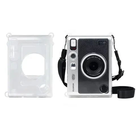 Przezroczyste etui do aparatu Fujifilm Instax Mini EVO Instant Film Crystal Hard Shell Cover ze zdejmowanym paskiem na ramię