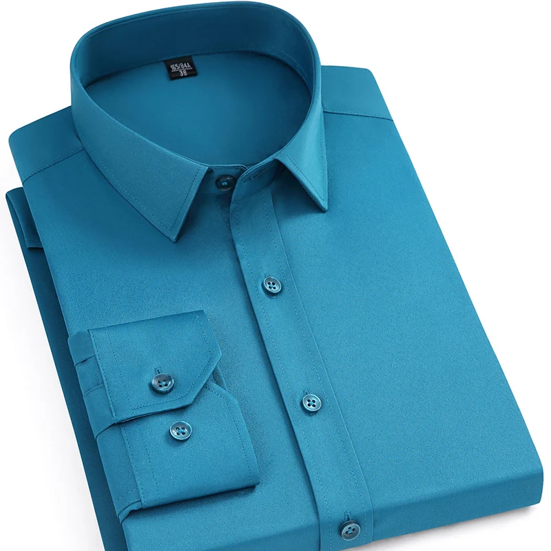 

Men's Long Sleeved Shirt New Elastic Slim Fit Business Men's Casual Middle-aged and Elderly Dad Outfit High-end Versatile Shirt