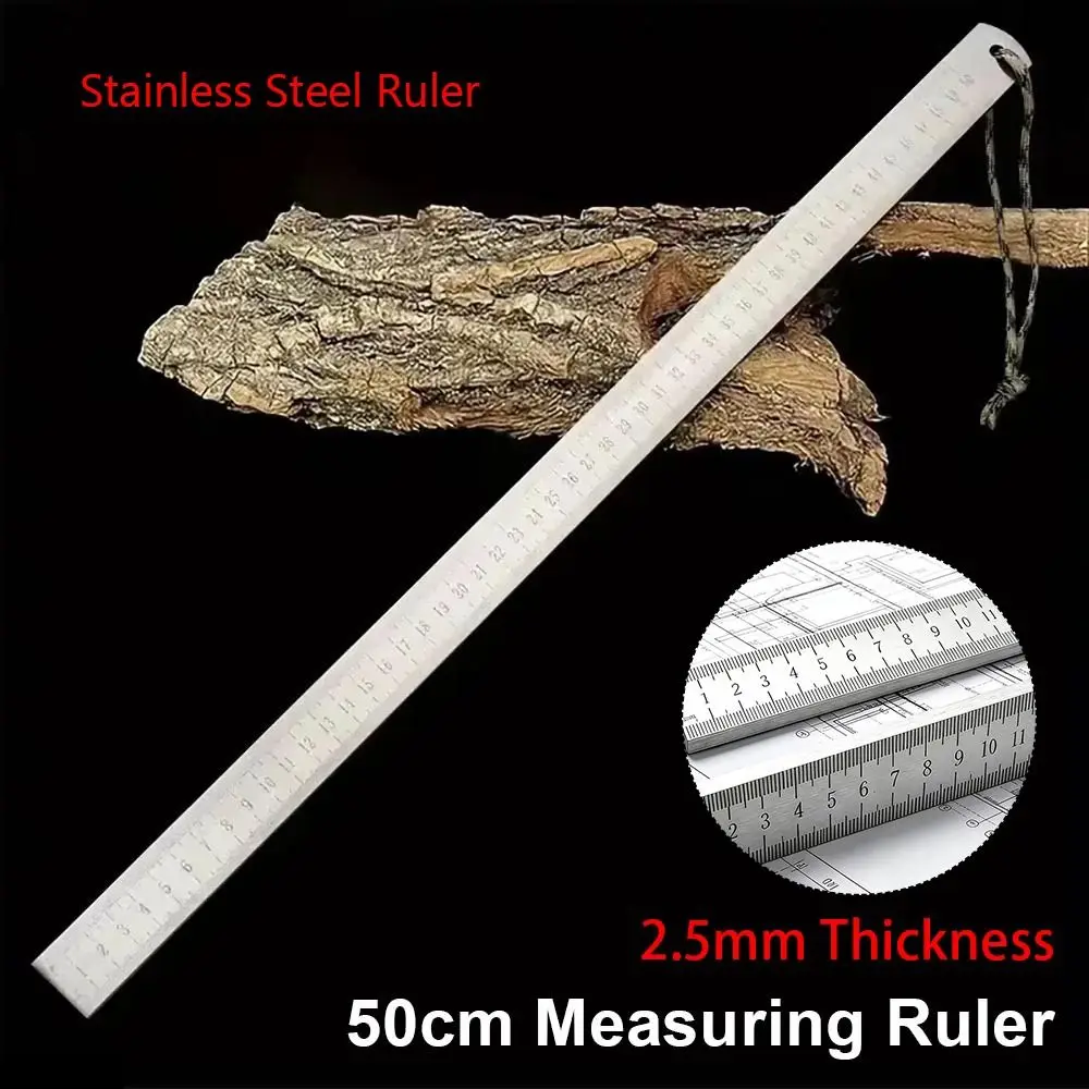 1Pcs 50cm Stainless Steel Ruler 2.5mm Thickened Hardened Tip Industrial Measuring Tool Quenched Steel Industrial Grade