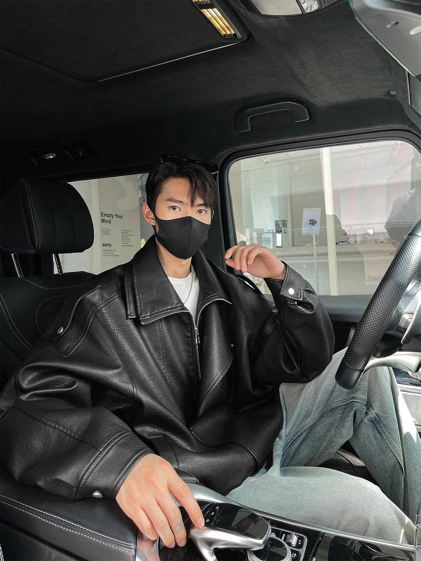 

Мужская кожаная куртка American Sle Bla: новая повседневная свободная мотоциклетная куртка с двойным воротником для весны, осени и зимы