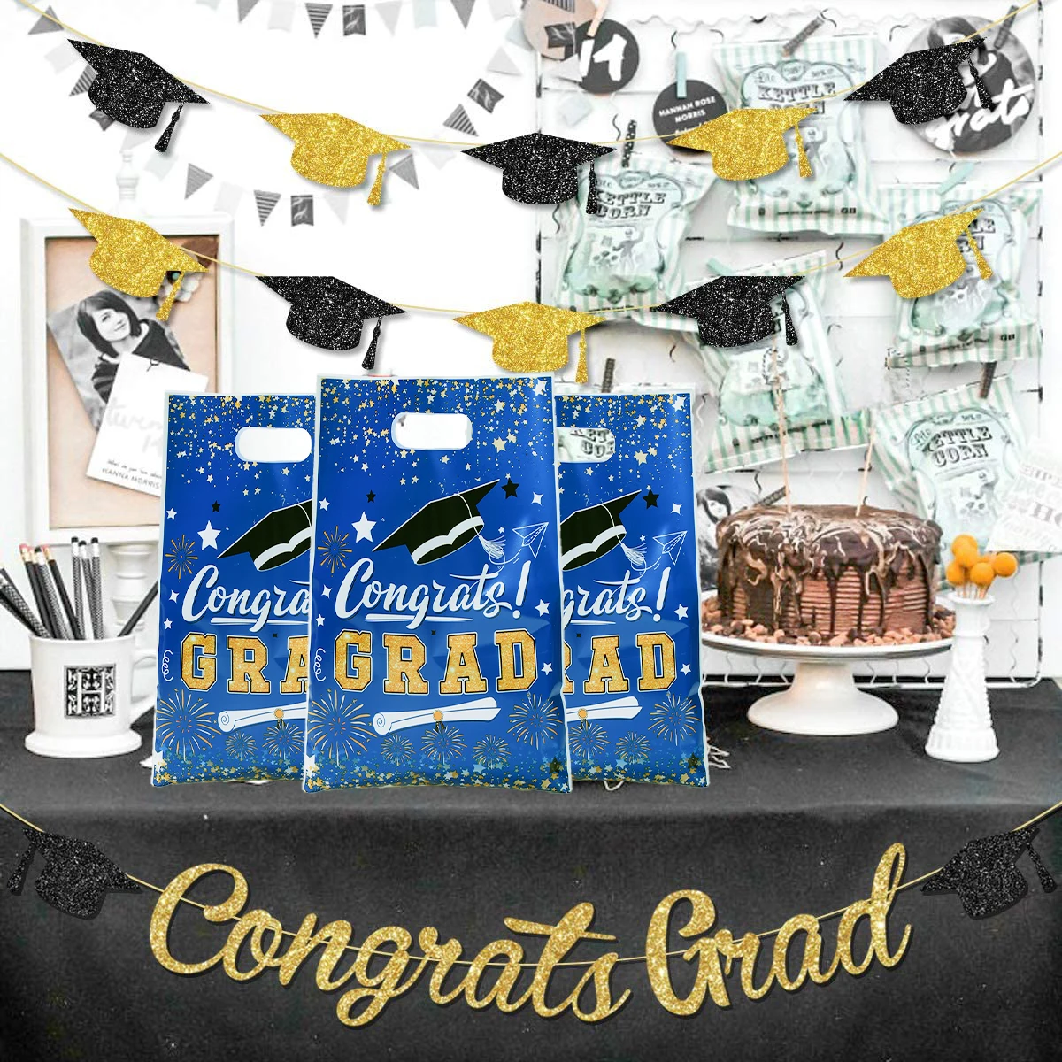 10/25/50pcs Graduation Party Favor Bags Disposable Plastic Gift Bags for Grad Celebration Souvenirs Graduation Decoration 2025