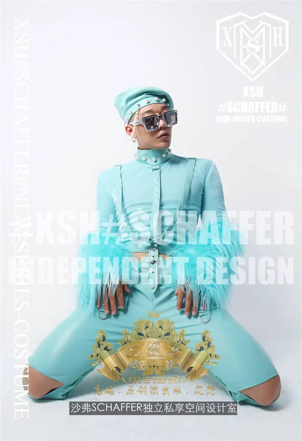 

Halloween Blue Costume Cosplay Men's New Nightclub Bar Gogo Broadway Furry Outfit DS Stage Performance Costume Custom