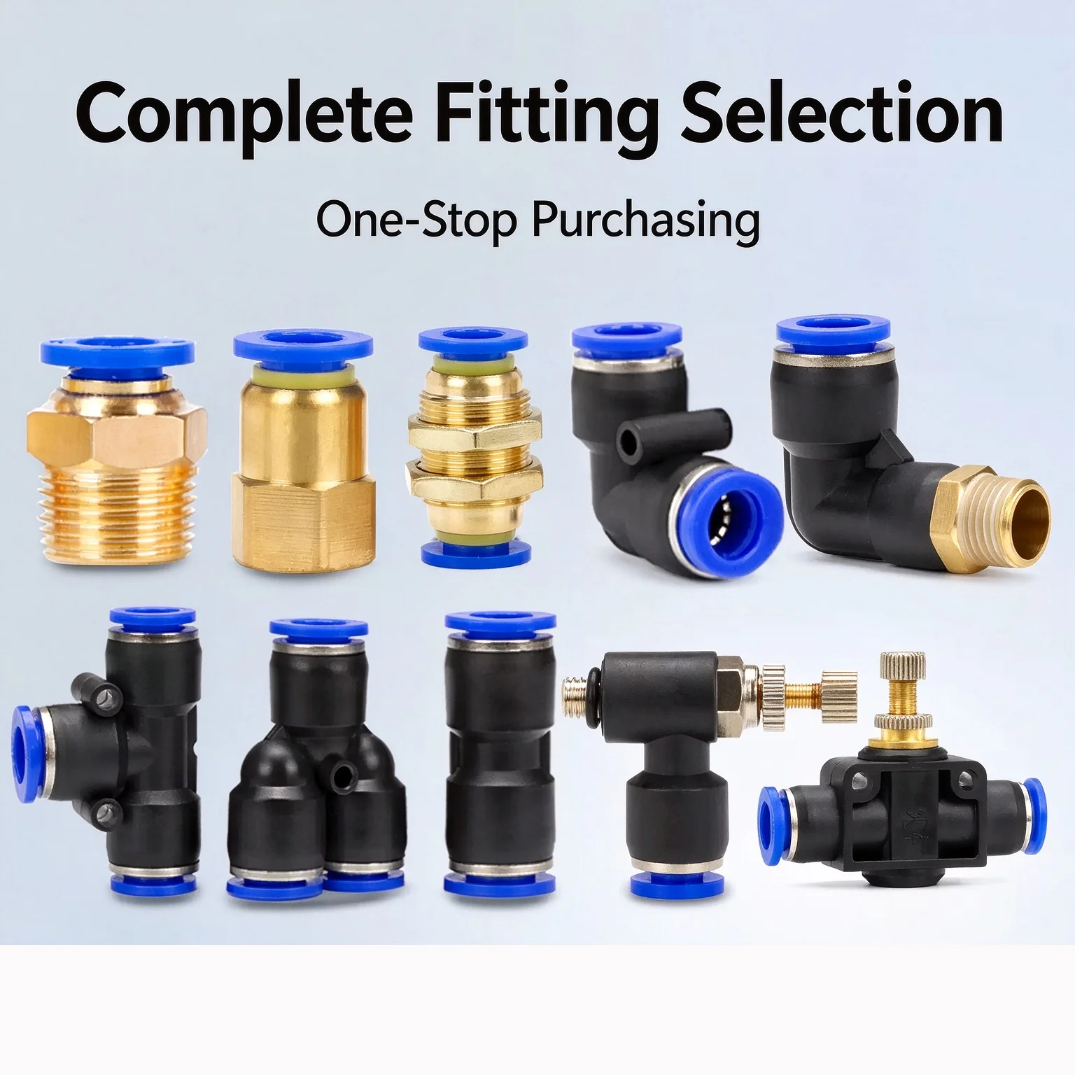 PC/PCF/PL/PB/SL Thread Sizes 4mm/6mm/8mm with 1/8 1/4 3/8 1/2 Hose Fittings Quick 20/50PCS Pneumatic Air Connector Fittings Set