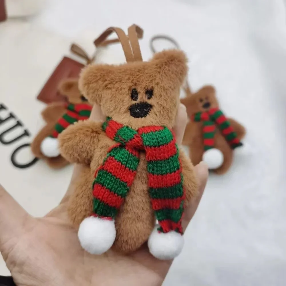 

2023 Autumn/Winter Tilted Head Teddy Bear Pendant Christmas Limited Edition Mr. Bean Bear Plush Brown Keychain Cute and Unique