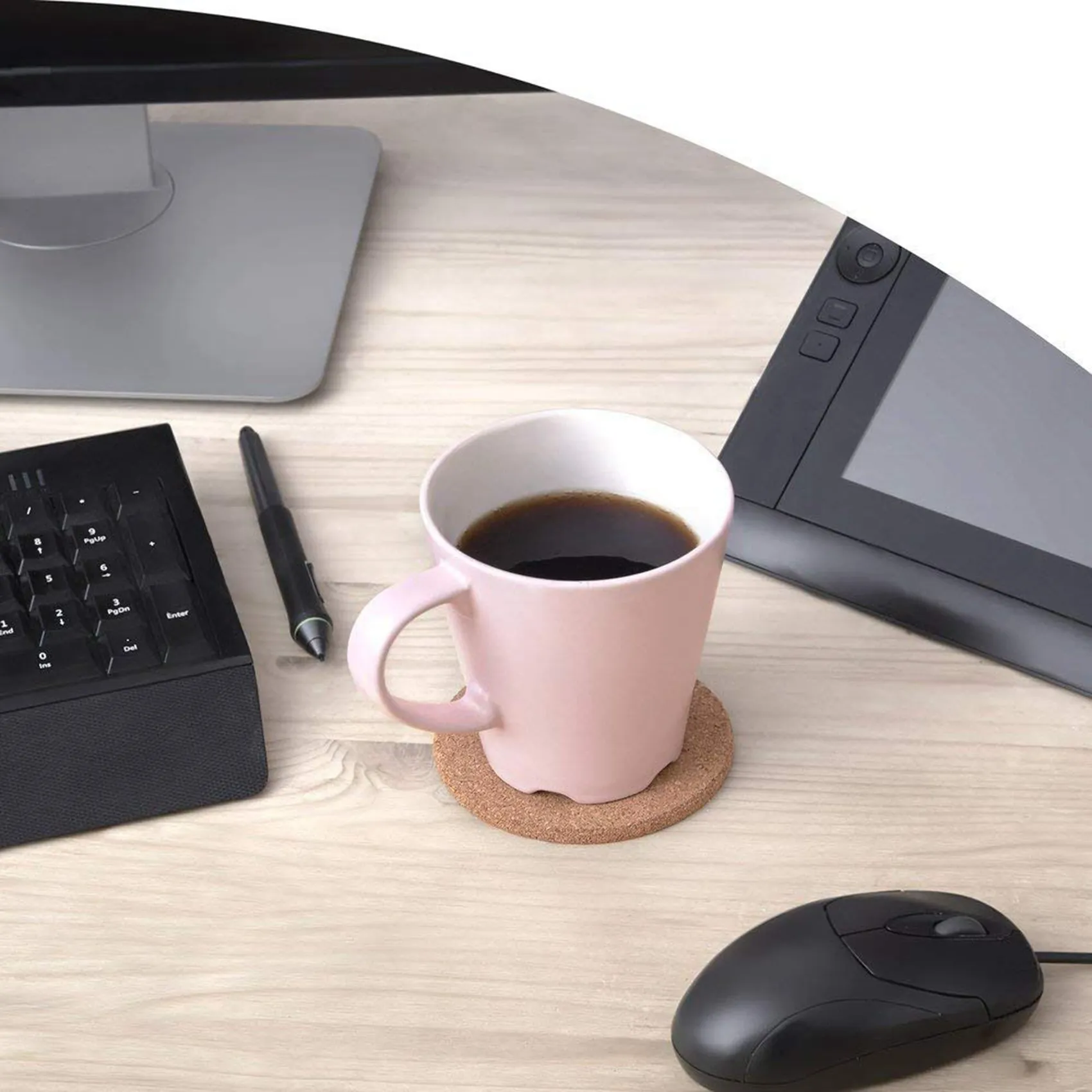 

Подставки из натуральной пробки с круглым набором из 32 предметов с металлическим держателем для хранения — толщина 1/5 дюйма, впитывающие, экологически чистые — ABXK