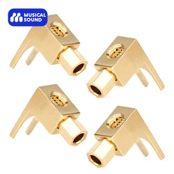 Musical Sound 4Pcs Banana Connectors Gold Plated Speaker Audio Amplifier Connector Banana Plug Converted To Y plug U-shaped Plug