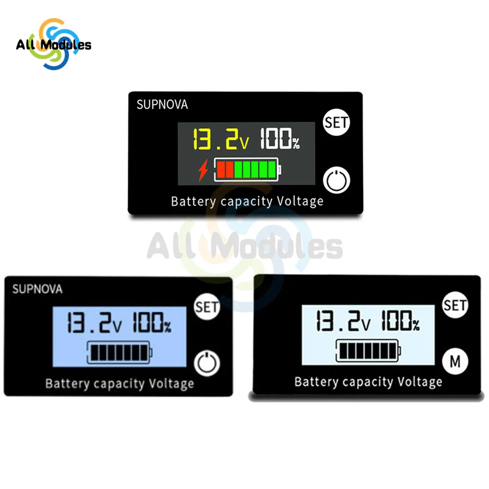 Indicatore di capacità della batteria DC8-100V amperometro voltmetro 6133A tensione LCD quantità elettrica Display digitale quantimetro elettrico