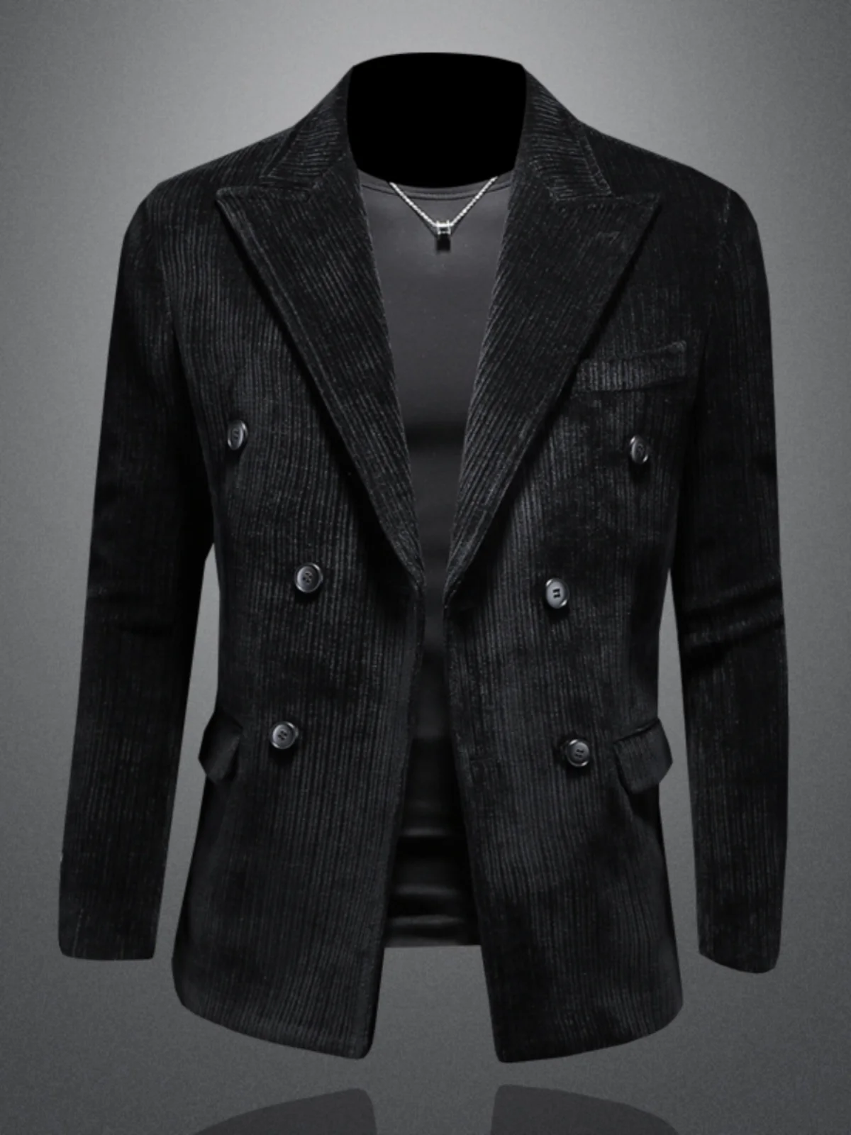 

Мужской вельветовый пиджак Thiened, приталенный, двубортный, осенне-зимний, новый, деловой повседневный стиль, с двумя разрезами