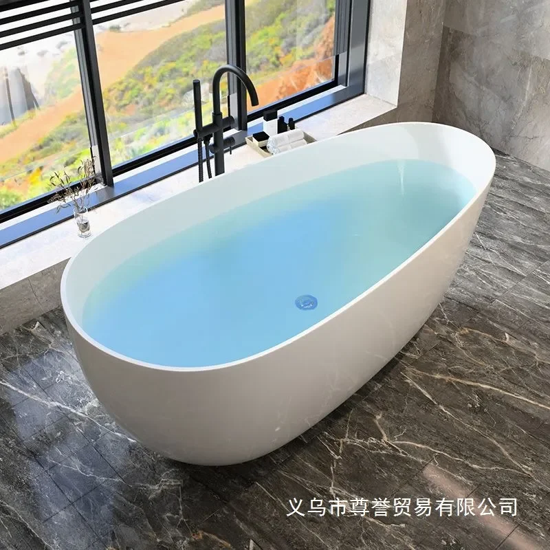 For Small Apartment Goose Egg Bathtub Household Acrylic Independent Thin Edge Japanese Style Bath Tub New B&B Hotel